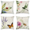 Artscope 4er-Set Dekorativ Kissenbezug 45 x 45 cm, Polyester Leinen Kissenbezüge Dekokissen Kissenhülle Set Kissen Fall für Sofa Auto Schlafzimmer Zuhause Dekor (Libelle/Schmetterling)
