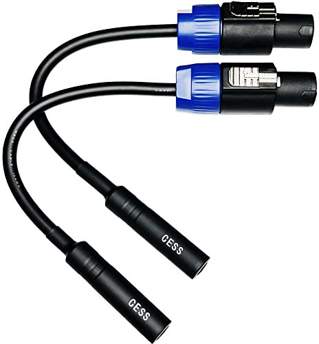 1/4 TS Female to Speakon Speaker Cables - 6 Inches Speakon to 6.35 mm Mono Jack Adapter - Speaker Plug Adapter 1/4 to Twist Lock Speak-On - 2 Pack