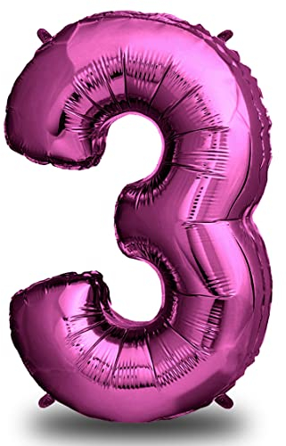 envami® Luftballon Geburtstag XXL Pink - Riesen Folienballon in 40 | 101cm Geburtstagsdeko | Ballon Zahl Deko zum Geburtstag | Geburtstagsdeko Mädchen Pink | fliegt mit Helium (Zahl 3)