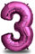 envami® Palloncini Compleanno 3 Anni Rosa 101 CM - Palloncino Numero 3 - Numeri Gonfiabili Compleanno - Decorazioni Compleanno - Palloncino 3 Anni Compleanno - Vola con l'Elio