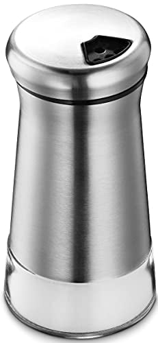 Salt Shaker Or Pepper Shakers - Spice Dispenser with Adjustable Pour Holes - Set Stainless Steel & Glass -Set of 1 Bottle By Smart House Inc