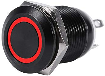 EVGATSAUTO LED Pulsador, Coche 12mm Luz LED Pulsador momentáneo Interruptor Toggle Caja negra 2A Rojo, verde, azul, (opcional)(rojo)