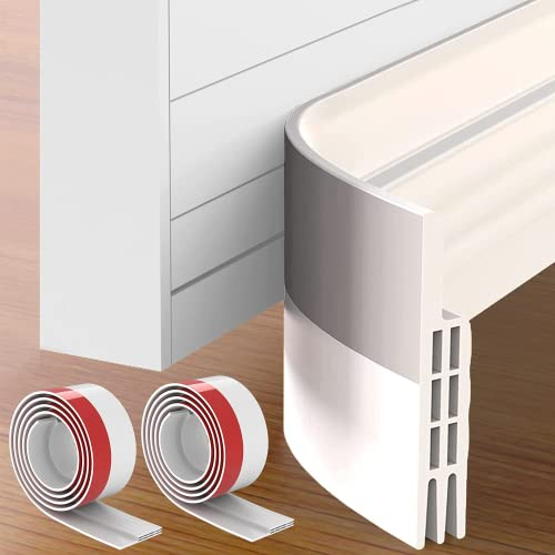 Lot de 2 joints de porte pour portes, boudin de porte et joint de porte autocollant, insonorisant, pour portes, joint à brosse et joint de porte, joint de porte inférieur, 5 x 100 cm, 2 m, blanc