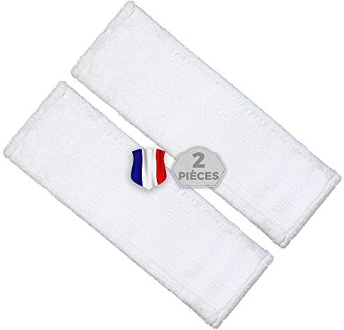 Okaei 2 Stück Wischmopp Bezug (50 cm) - Premium Bodenwischer-Wischbezug aus 100% Microfaser - Wischer-Bezug für Gründliche Reinigung von Glatten & Leicht Unebenen Böden - Mikrofaser Moppbezug Weiß