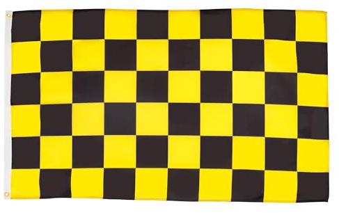 AZ FLAG Bandiera A Scacchi Neri E Gialli 90x60cm - Bandiera Scacchiera Nera E Gialla 60 x 90 cm