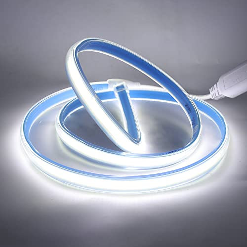 XUNATA Striscia LED COB 220V, Alta Luminosità 360 LED/m, IP65 Impermeabile, Ogni 50 cm di Taglio, Nastri LED Flessibile Luce (Bianco Freddo, 5m)