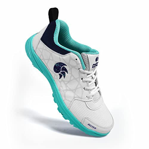 DSC Belter Cricket Shoes for Men & Boys | Size: 7 UK/ 8 US/ 41 EU | Color: Sea Green & White | Material: Mesh | Super Lightweight & Comfortable Cricket Shoes | Superior Grip