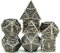 World of Dice Steampunk Polished - 7-teiliges Pen and Paper Würfelset aus Metall, mit Zahnrädern, Metall Würfel (ohne Etui, Silver)