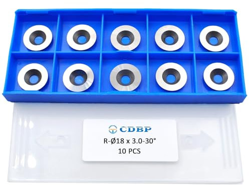 CDBP Rotondi Inserti per Tornio Legno 18 mm in Carburo di Tungsteno,Utensili Professionali per Legno Duro, MDF e Compensato,10 Pezzi