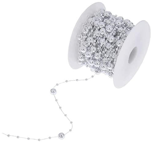 TOSSPER Pearl-perlen-, Künstliche Perlenperlen-Ketten-Trim-Girlande Für Hochzeit Geburtstags-Party-Weihnachtsbaum-Dekoration (Silber)
