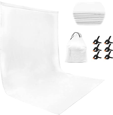 Miorkly 1,8×2,8m Weiß Fotohintergrund,Verdicken Whitescreen Background, Faltbare Weiß Rollup Stoff Foto Hintergrund,für Fotowand Fotostudio Fotografie Hintergrundsystem(6 Clip,1 Tasche)