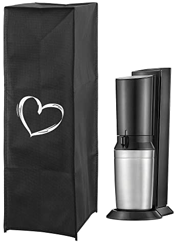 kwmobile Hülle kompatibel mit Soda Stream Crystal 2.0 SodaStream - Wassersprudler Abdeckhaube - in Weiß Schwarz Herz Brush