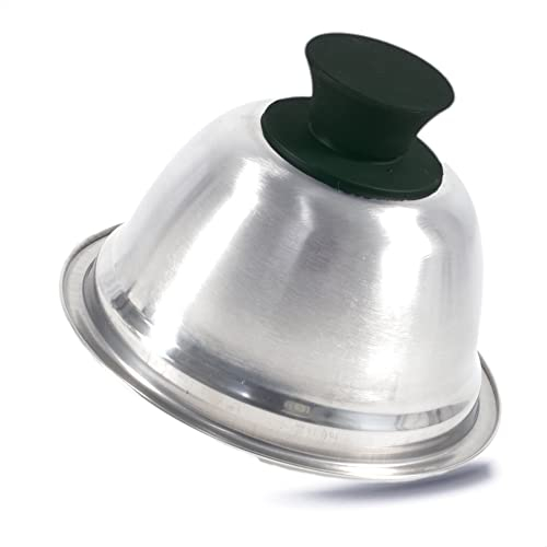 Kerafactum Burgerglocke Burger Cloche Burgerhaube Abdeckung Haube Cheeseburger Hamburger Steak Edelstahl Abdeckhaube Pattys Grillen Käse Cheese Schmelzen lassen Edelstahlhaube Silikon Griff Black