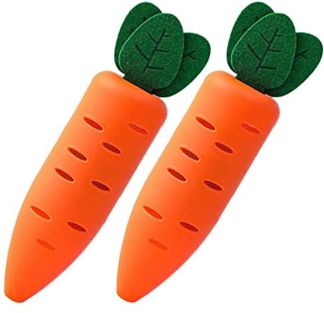 HOMSFOU 2 Set Refrigerator Deodorizer Carrot Shape Fridge Freezer Baking Soda Holder Odor Absorber Odor Eliminator Activated Charcoal Fridge Deodorizer for Fridges Freezers Orange