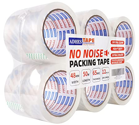 ADHES Kein Geräusch Paketklebeband, Paket Klebeband Verpackungsklebeband Transparent Packband, Leise Abrollbar, 48mm x 50m, 12rolle