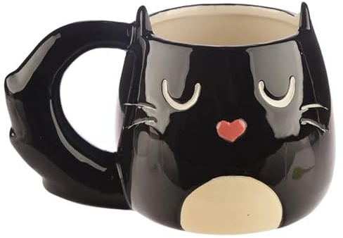 Caribou Living Black Cat Mug 3D Ceramic Novelty Cute Mug Cup 400ml for Hot Drinks, Tea, Coffee, Hot Chocolate
