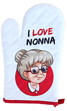 Ofenhandschuh I Love Oma, Küchenhandschuh, Geschenkidee für Opa, hitzebeständig