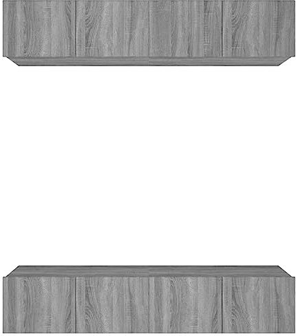 vidaXL Modern Grey Sonoma Wall-Mounted TV Cabinets, Engineered Wood, 80x30x30 cm - Set of 4 with Drop-Down Doors and Spacious Compartments