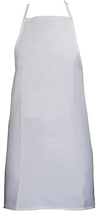 IBEX Unisex Bib Apron with No Pocket, Professional Kitchen Apron for Chefs, Waiters, Cooks, Bar Staff, Catering, White