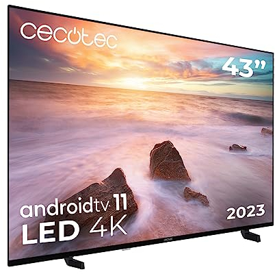 Cecotec TV LED 43 Smart TV Serie A2 ALU20043. 4K UHD, Android 11, Design Senza Cornice, MEMC, Dolby Vision e Dolby Atmos, HDR10, 2 Altoparlanti da 10W, Modello 2023