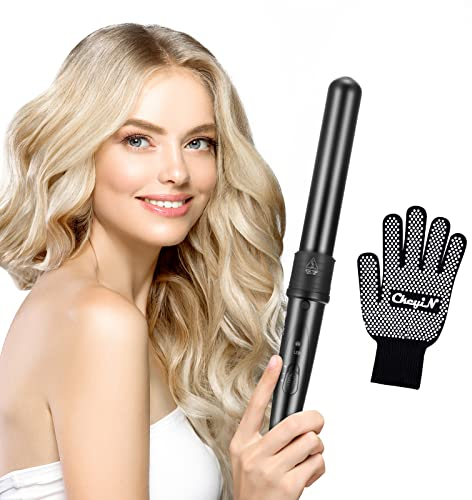 CkeyiN 32mm Curling Wand, Professional Ceramic Barrel Hair Curler for Long Hair & Big Beach Waves Curls Adjustable Temperature Dual Voltage with Glove Curling Tong