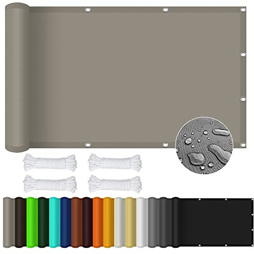 Sonnensegel Wasserdicht Sonnenschutz 4 x 5 m Rechteckig Wasserdicht UV Schutz Sonnensegel Garten Sonnenschutz Balkon Wasserdicht 98% Uv Schutz für Terrasse, Balkon, Pool und Garten, Khaki