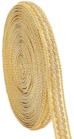 PandaHall 14m Golden Gimp Braid Trim 20 mm Gewelltes Spitzenband Dekoratives Stoffband Goldene Bastelborte Zum Nähen von Polstervorhängen Kostümen Heimdekoration