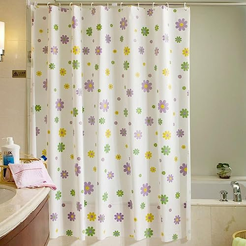NIKKHO Rideau de Douche Fleurs Violettes élégance de Haute qualité avec Crochets Rideaux imperméables Rideau de Salle de Bain 260x200cm Rideau de Douche