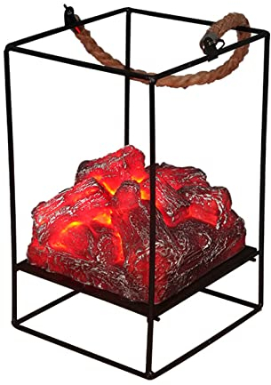 Topyond Bonfire Lamp - Flameless LED Light Fake Fireplace Lamp - Iron Fireplace Lantern - Mini Electric Campfire Decorative Lamp for Room(Type B)