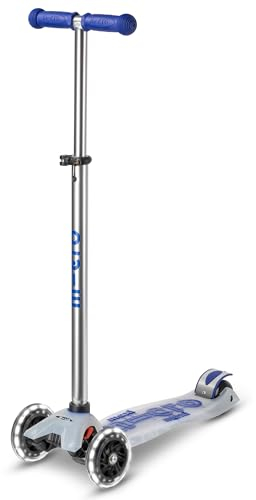 MICRO Maxi Deluxe Flux LED | Das ORIGINAL | Kinderroller ab 5 Jahren | Inklusive LED Rollen | transparentes Deck |Direkt vom Hersteller