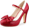 Perphy Bow Platform Ankle Strap Stiletto Heels Pumps for Women Red 5.5 UK/Label Size 8 US
