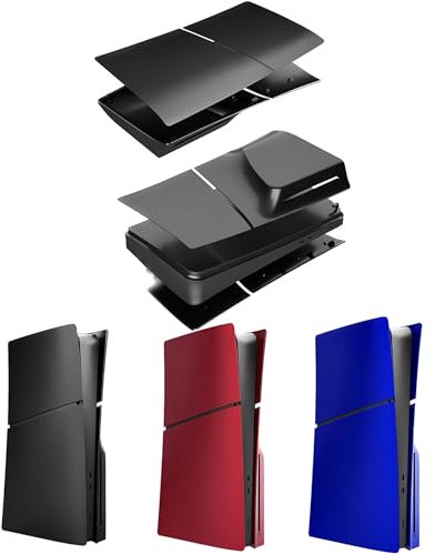 Façades Coque pour PS5 Slim Console Skin Faceplate Remplacement Plaque Shell Case PS5 Slim Accessoires (Digital Version Black)