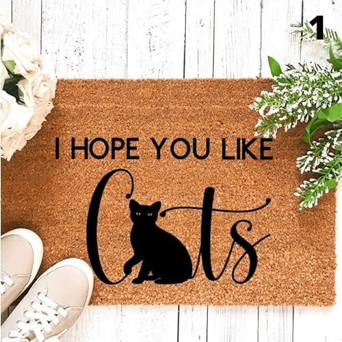 Door Mat Outdoors I Hope You Like Cats Doormat Cat Doormat Cat Lover Gift Cat Welcome Mat Housewarming Gift Cat Home Decor Cat Gift Welcome Mats Non Slip Mat for Porch Home Indoor 18x30 inch
