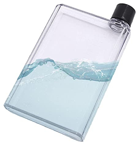 Meindin Flache schlanke Wasserflasche, 350/420 ml, transparent, wiederverwendbar, , BPA-frei, auslaufsicher, tragbar, stilvolle Trinkflasche für Schule, Aktivität, Outdoor, Fitnessstudio,