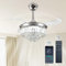 Depuley 36 Inch Crystal Ceiling Fans with Lights, Modern Retractable Invisible Blades Ceiling Light with Fans for Living Room Bedroom,Dimmable,APP Remote Control,Sliver…