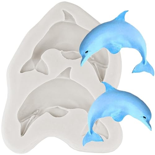 MINFEIDMS Delfin Silikon Fondant Formen Delfin Schokolade Süßigkeiten Form für Kuchen Dekorieren Cupcake Topper Gummi Paste Polymer Clay, TY196CK