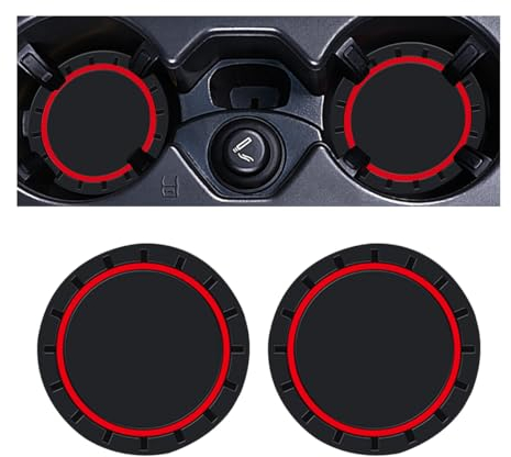Adunsiaoto 2 Pieces Car Interior Anti Slip Cup Holder Mats, Silicone Anti Slip Car Cup Holder Mats for Men Women Teenagers, Universal Vehicle Auto Insert Cup Mat for Interior Accessorie(Red)