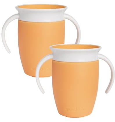 Munchkin Miracle 360 Sippy Cup Bébé | Biberon Libre Flux pour Tout-Petits | Tasse Entraîneur | Sans BPA | Sans Déversement | 207ml | 6 Mois+ | 2 Pack | Orange