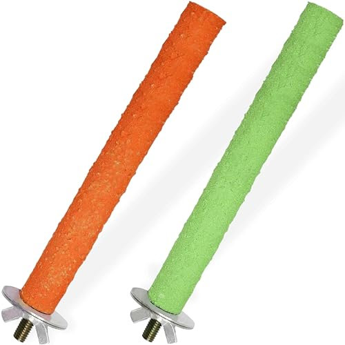 IBXWMNG Juego de 2 Perchas Loros con Juguetes de masticación para pájaros Plataforma de Limpieza de Patas y Juguetes de Loro para Uso doméstico ¡Haz Feliz a tu Loro con