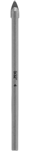 kwb Hartmetall-Glasbohrer, Ø 4 mm (Hartmetallplatte, Zentrierspitze, niedrige Drehzahl, Schneidöl, Rundschaft)