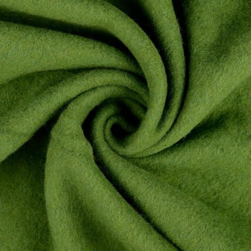 Woll Fleece aus reiner Schurwolle - Walkloden Jersey weich und dehnbar - Mulesing frei Öko-Tex Klasse 1 Bekleidungstoffe Meterware (Schilf)