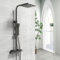 OCEAN ITALY Kit Doccia con Soffione 25x25cm in Acciaio Inox, Colonna Doccia con Miscelatore Termostatico 280x40mm, Saliscendi Regolabile 75-128cm, Nero opaco