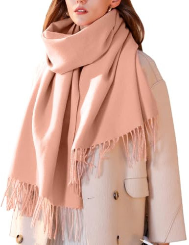 Enwokran Sciarpa Donna,Sciarpa Pashmina Grande Elegante Sciarpa Lungo Morbida Calda Rversibili Stole Sciarpe Può Essere Usato Come Scialle,Regalo di Festa per Autunno Invernale (Rosa chiaro)
