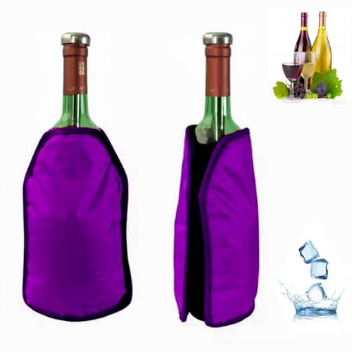 Ice Wine Sleeve, Ice Wine Chiller, Wine Cooler Refrigerator, Wine Bottle Chiller Cooler for Red White Champagne or Sparkling. Gel Cooling Holder Freestanding Carrier Chilling (Purple Wine Cooler)
