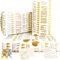 Geschenkpapier Gold,Geschenkpapier Geburtstags 85 * 60cm,4 Blatt Geschenk Papier Mit 4 Gold Fliege,2 Geburtstagskarte,4 Geschenkanhänger,Geschenkpapier Set Für Kinder,Mädchen,Jungen,Frau,Mann,Baby