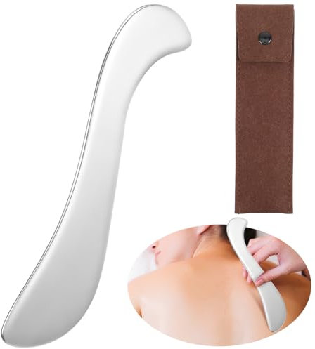 AOZUO Gua Sha Edelstahl,Guasha mit Aufbewahrungstasche,Faszienschaber Schaber Massagewerkzeug Faszien Tool für Hals Spa Entspannende Massage Entspannung Körpermuskulatur Zurück Arm Beine