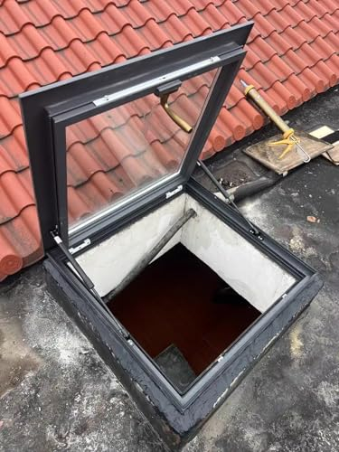 Kellerfensterabdeckung aus gehärtetem Glas mit Multi-Winkel-Dach-Sichtfenster und Dachfenster-Aluminiumrahmen, Egress Fensterbrunnen-Set (45,7 x 71,1 cm)