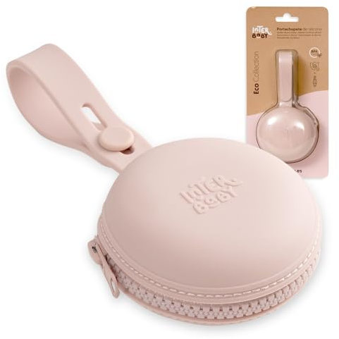 Interbaby - Porte-tétine en silicone | Porte-tétine pour bébé confortable, hygiénique, unisexe | Garde tétine bébé réglable, facile à tenir en main, avec fermeture éclair, sans BPA | Rose Maquillage