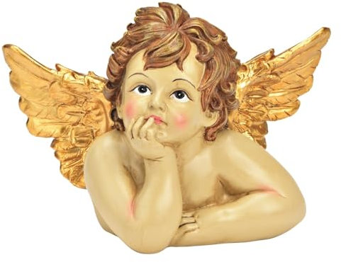 Miss Lovely Deko-Figur Engel - Traditioneller Weihnachts-Schutzengel - Putte Figur - Weihnachtsdeko Advent Geschenkidee Glaube - Creme & Gold