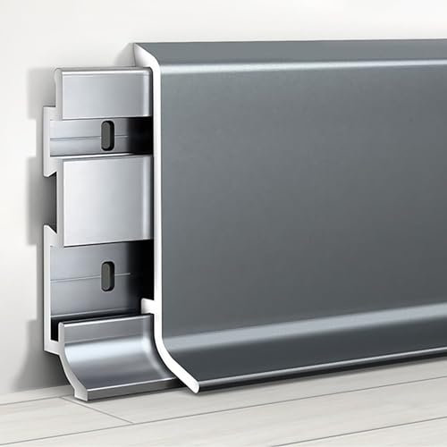 Raouoae Plinthes Modernes En 125cmx2 En Aluminium Anodisé - Robustes Et Durables, Finition Décorative Pour Salon, Chambre À Coucher Et Couloir, Plusieurs Couleurs Disponibles, Design Élégant Et Pratiq